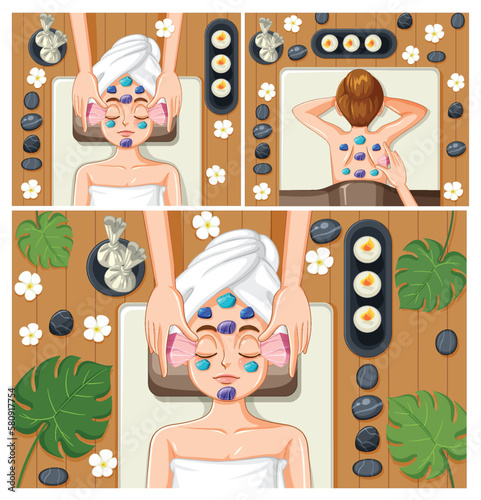 Collection of women enjoying spa treatments