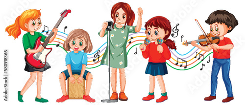 Kids music band cartoon character