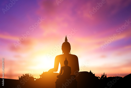 Silhouette of Buddha.end of Buddhist Lent © sakepaint