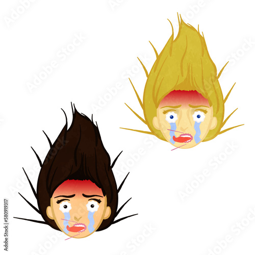 A face illustration with a hot and numb tongue