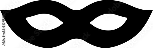 Mask superhero carnival or halloween vector icon. Black masquerade zorro costume eye mask silhouette hidden burgar face. Simple design incognito theatre party masque shape clip art illustration.