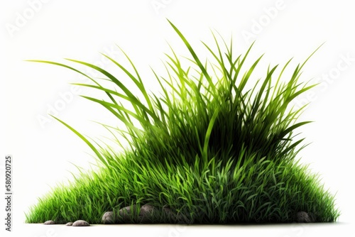 Isolated green grass against a white background. Generative AI © AkuAku