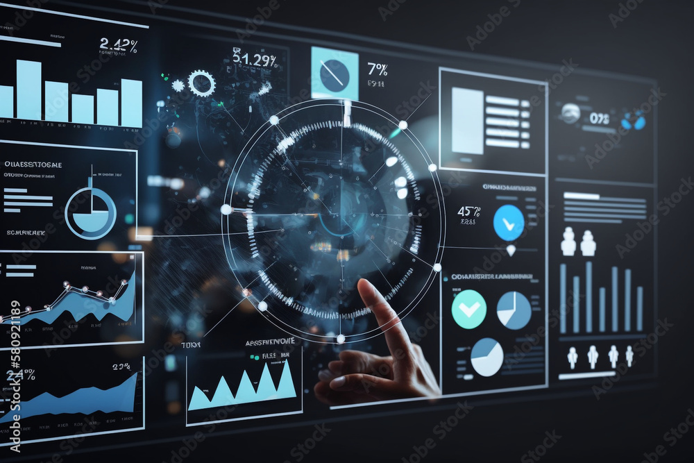Conceptual business dashboard for financial data analysis, Generative AI	