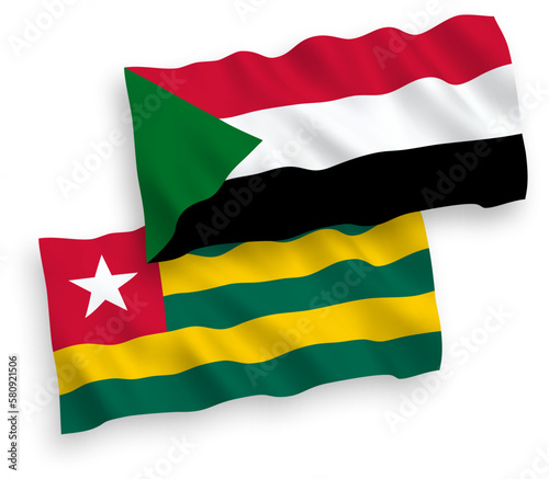 Flags of Togolese Republic and Sudan on a white background