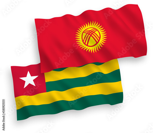Flags of Togolese Republic and Kyrgyzstan on a white background