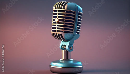 Microphone retro equipment broadcasting, performance ,generative AI