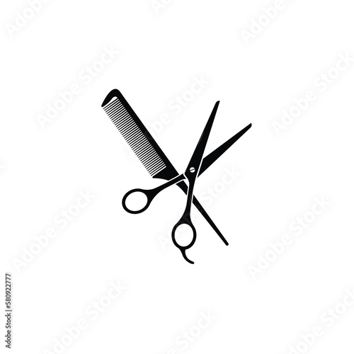 Hairdressing scissor and comb icon isolated vector graphics