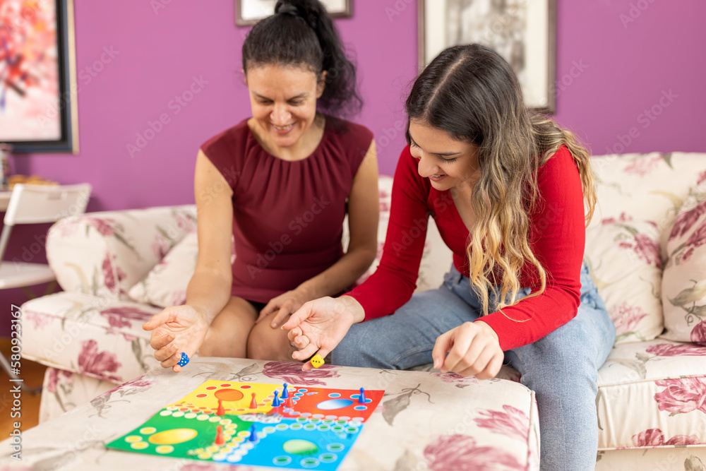 Mom and daughter are playing Mom and daughter are playing