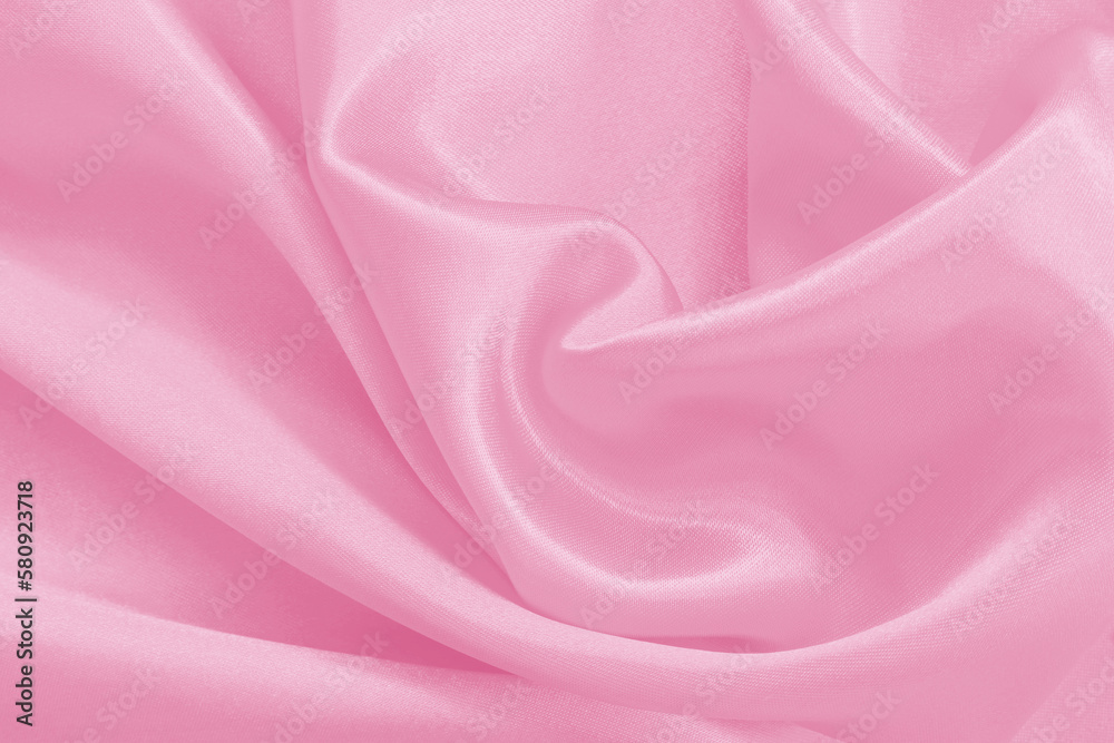 Fototapeta premium Pink fabric cloth texture for background and design art work, beautiful crumpled pattern of silk or linen.