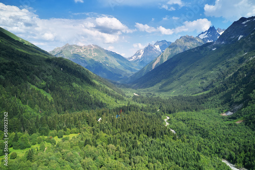 Landscape of green valley in mountain.