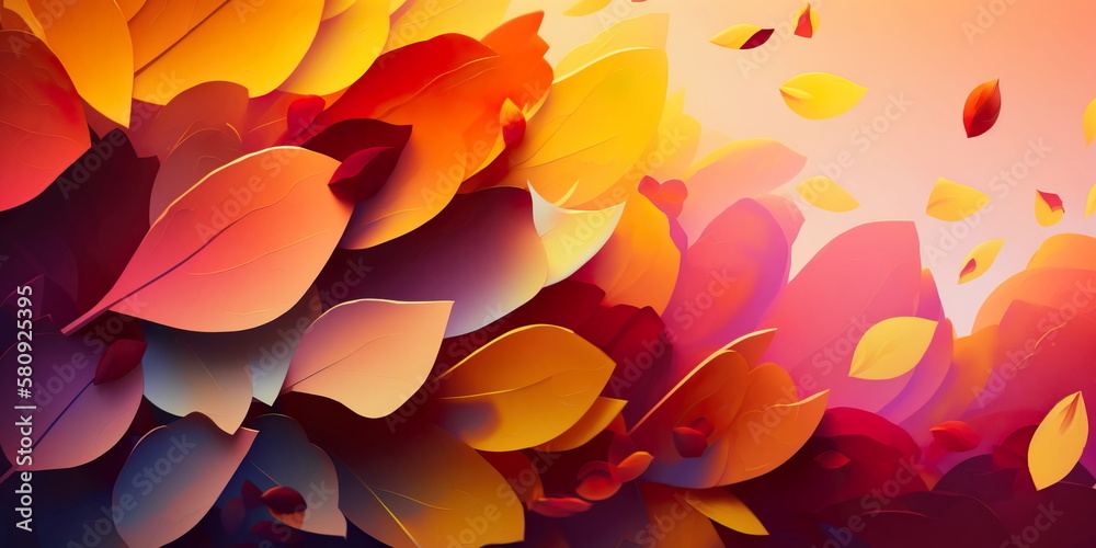 Colorful Flower Petals Gradient Background in Wide Angle Lens Generative AI