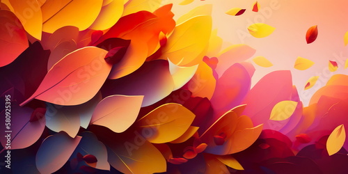 Colorful Flower Petals Gradient Background in Wide Angle Lens Generative AI