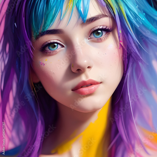 portrait of a woman with colorful © Shamu Art Studio