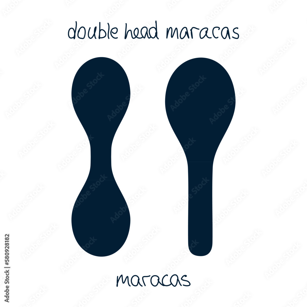 Hand drawn toy musical instruments for kids. Flat vector maracas silhouette illustration Hand drawn toy musical instruments for kids. Flat vector maracas silhouette illustration