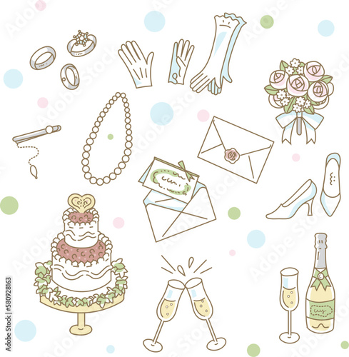 結婚式のアイコンイラストセット