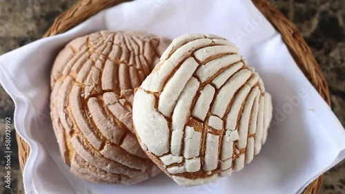high angle view slider of Mexican vanilla and chocolate bread