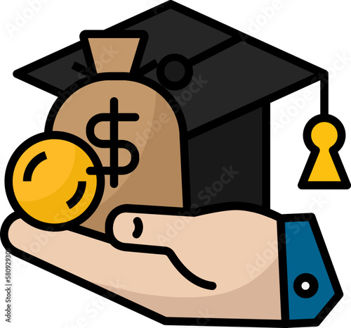 Scholarship decorative icon design element for website, presentation, flyer, brochure, printing, application.