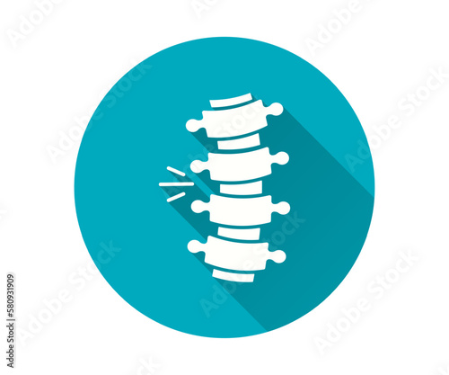 Spinal injury icon. Simple illustration with long shadow for graphic and web design.
