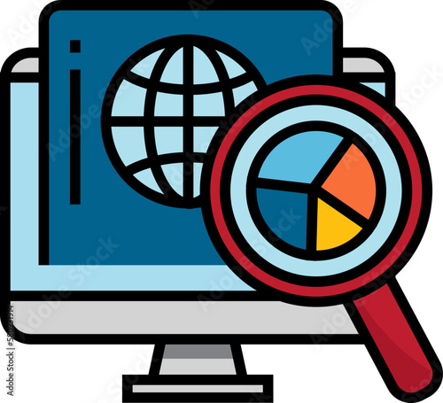 Web analytics decorative icon design element for website, presentation, flyer, brochure, printing, application.