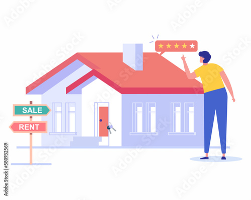 Men choosing property based on reviews Real estate selection, Choice of housing for rent.
