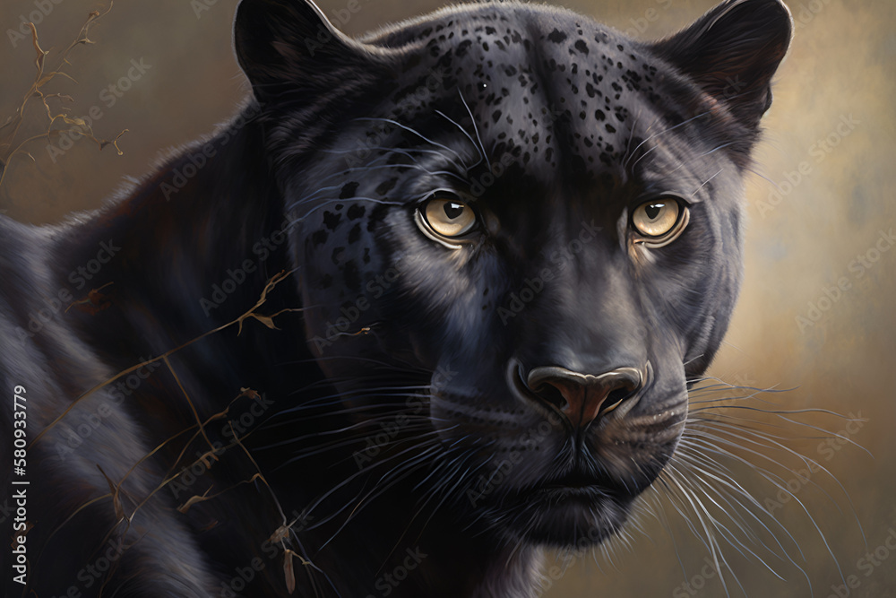a black panther, rendered in photorealistic detail.