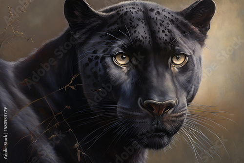 a black panther, rendered in photorealistic detail.
