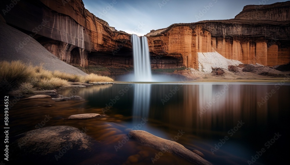 Fototapeta premium waterfall at night, Generative AI