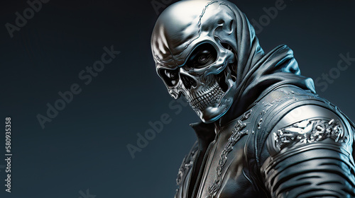 Motorcycle Demon. Generative AI, non-existent person.