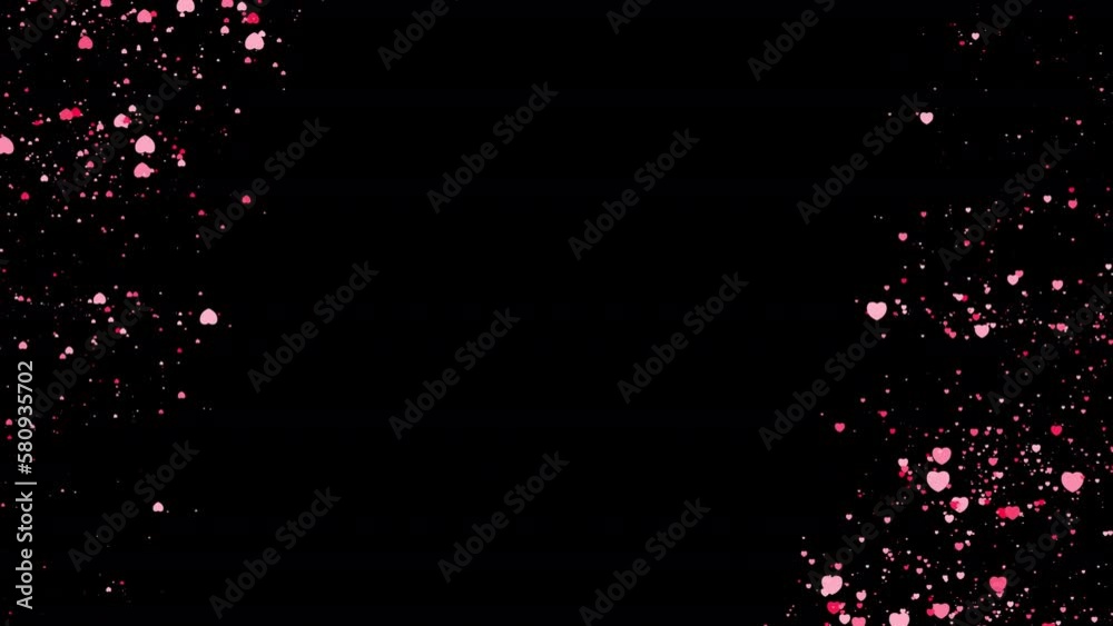 Romantic pink heart particles transition on alpha background