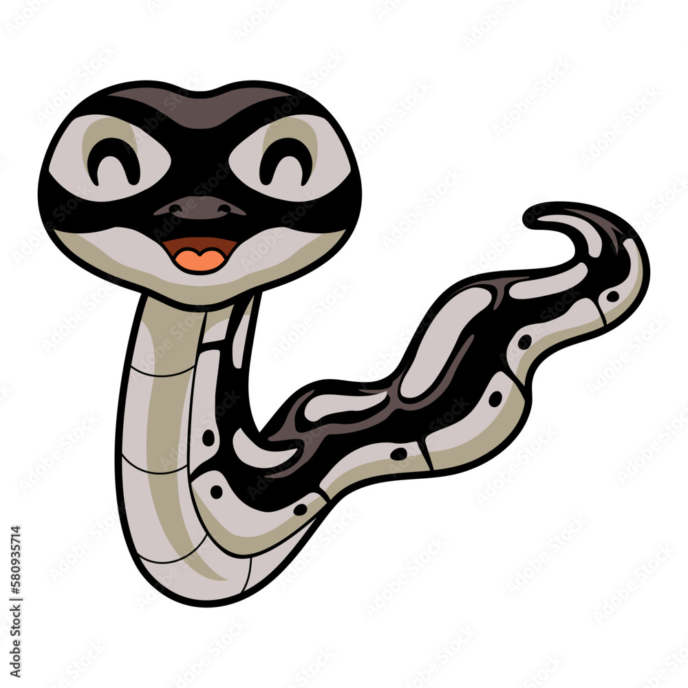 Fototapeta premium Cute happy python snake cartoon