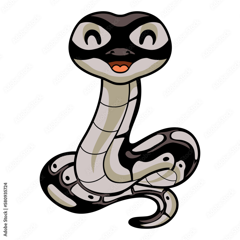 Fototapeta premium Cute happy python snake cartoon