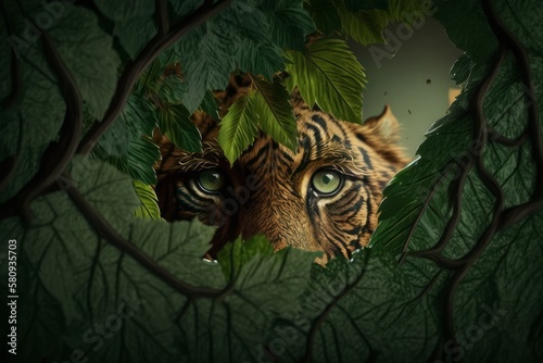 Tiger hide in the jungle, Generative AI