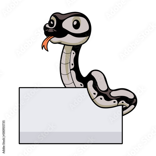 Cute python snake cartoon with blank sign