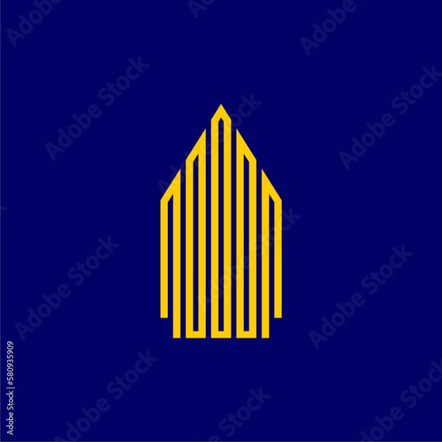 arrow building line geometric apartment and property logo