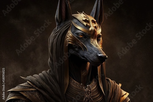 Anubis, an Egyptian god of the afterlife, is represented as a jackal. Generative AI