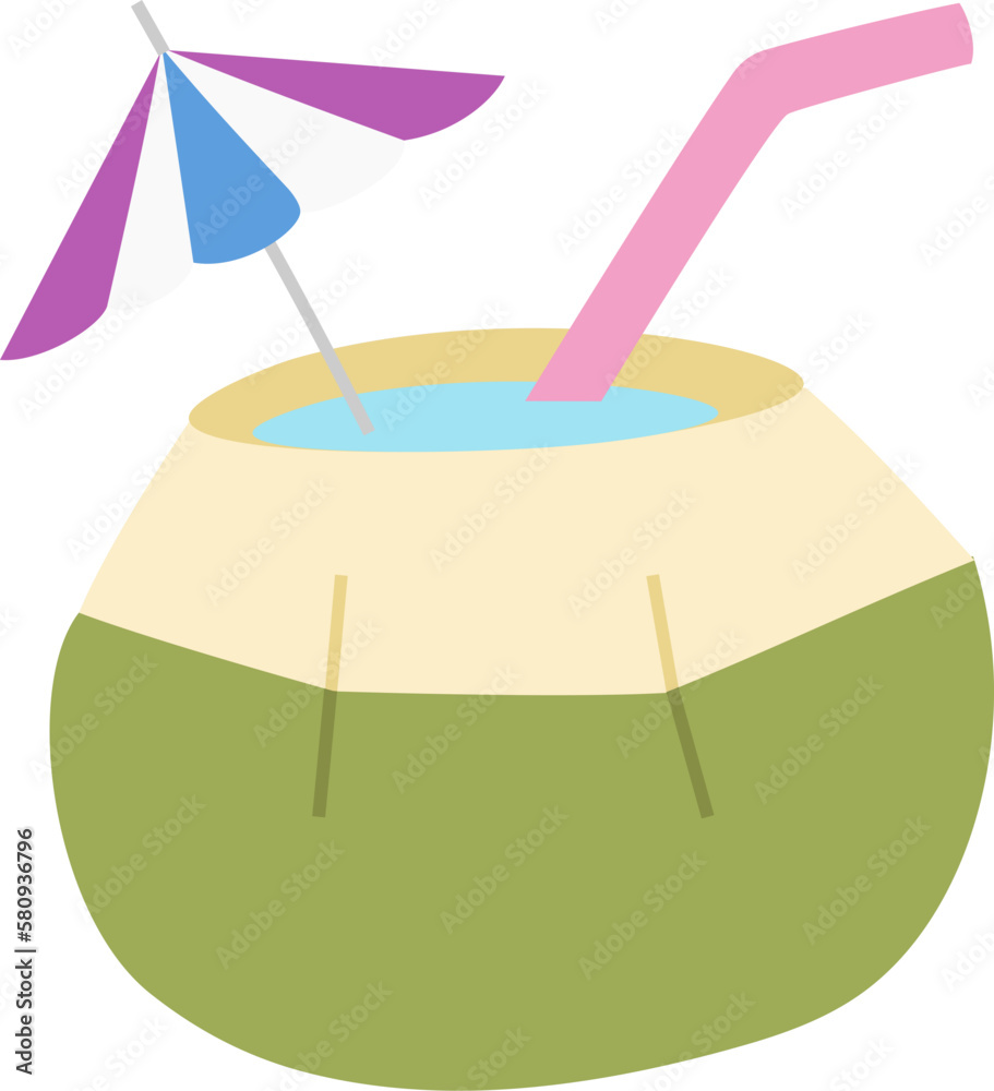 Coconut drink summer illustration Coconut drink summer illustration