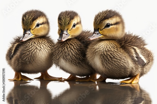 ducklings with a white background are depicted. Generative AI