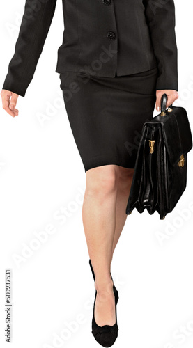 Closeup of a Businesswoman Walking with Briefcase