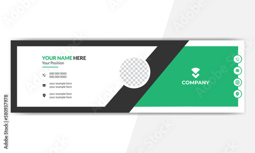 email signature in modern and minimal layout. Corporate email signature with an author photo place.