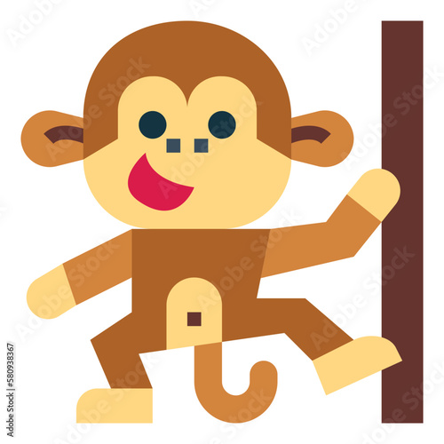 monkey flat icon style