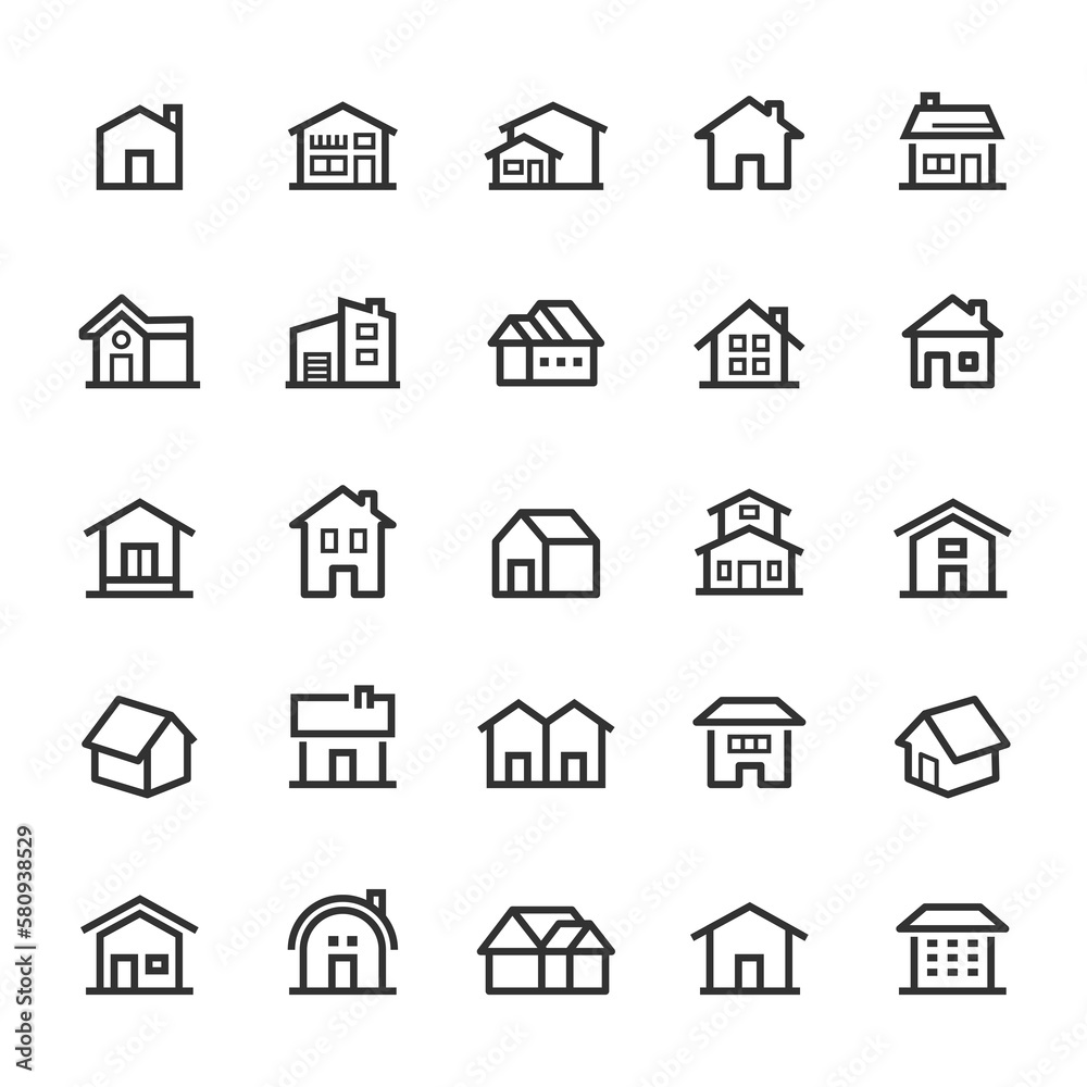 Icon set - Home and resident line icon