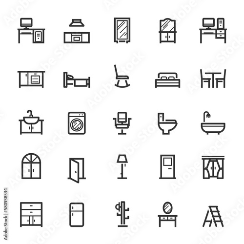Icon set - Furniture and living line icon 