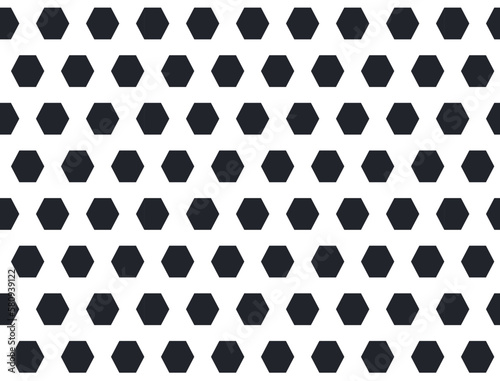 Soccer and football seamless pattern. Sport ball texture. Football background. Black and white pattern with soccer geometric hexagons. Vector illustration on white background.