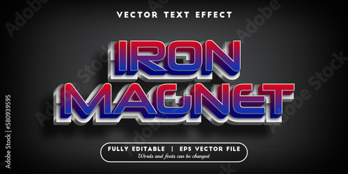 Text effects 3d iron magnet, editable text style