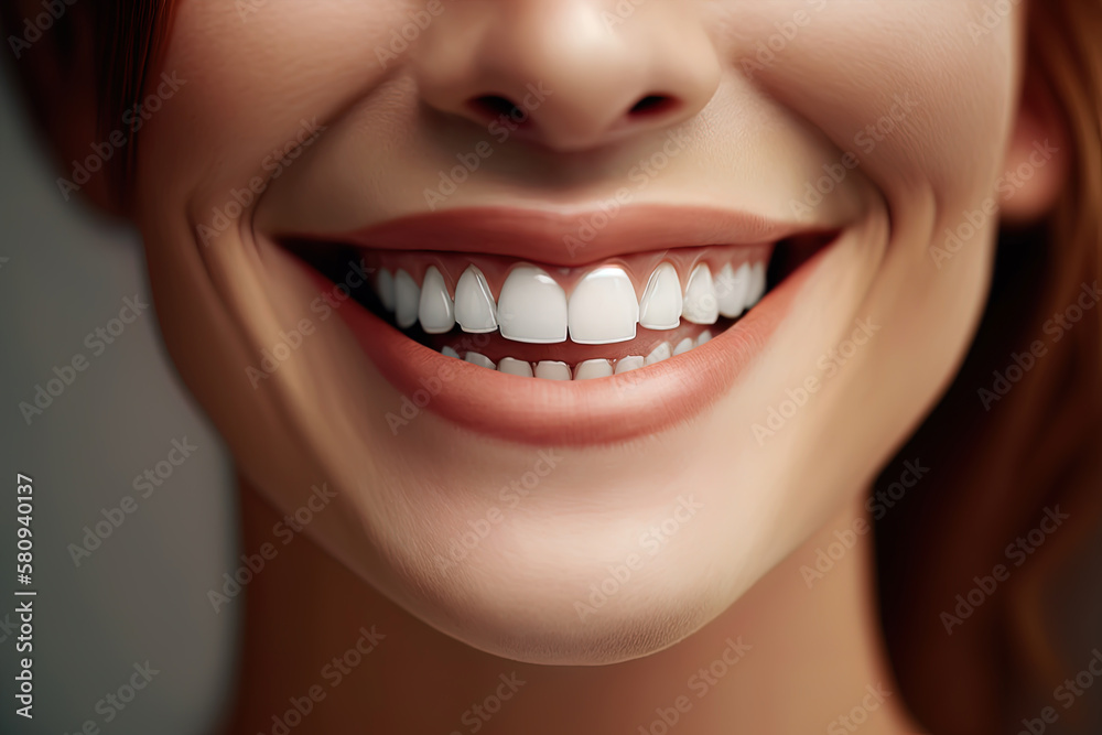 A close-up shot of a radiant smile with flawless teeth. AI-Generated A close-up shot of a radiant smile with flawless teeth. AI-Generated
