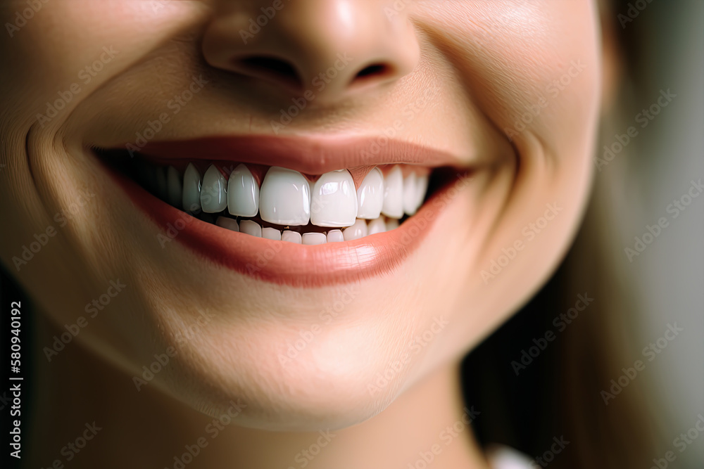 A beaming smile with impeccable teeth captured in close-up. AI-Generated A beaming smile with impeccable teeth captured in close-up. AI-Generated