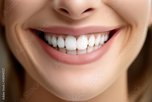 A close-up shot of a radiant smile with flawless teeth. AI-Generated