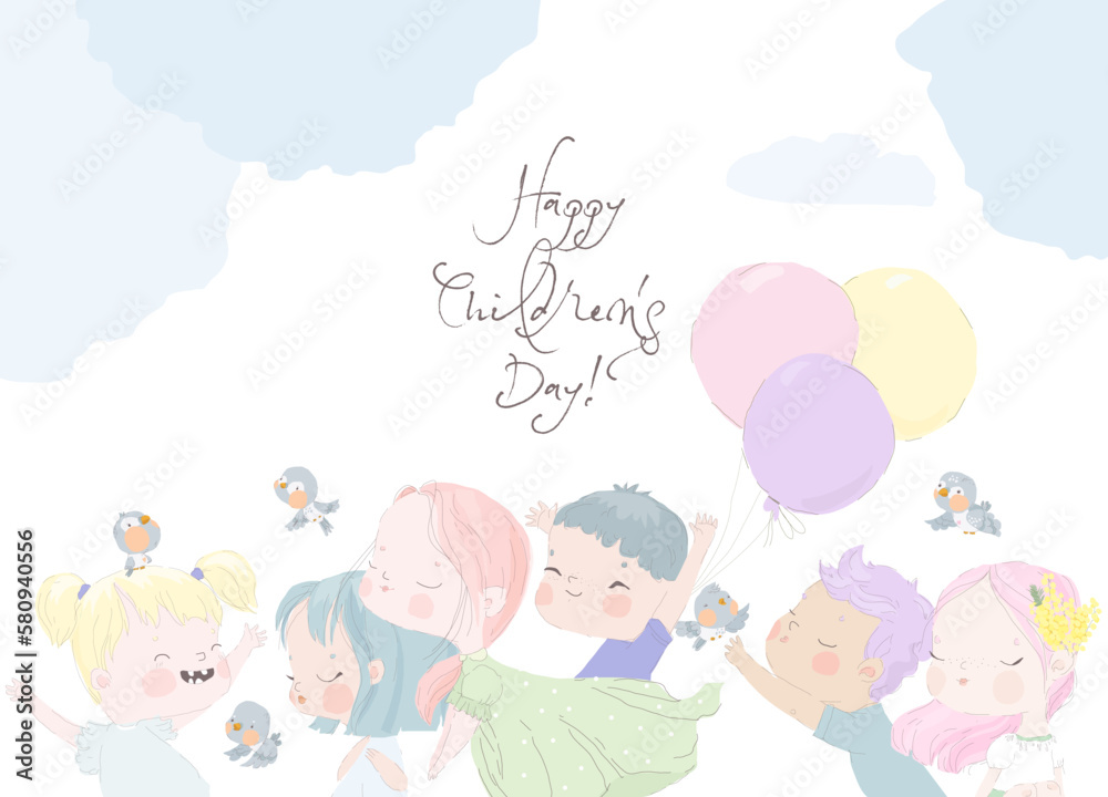 Cartoon Happy Kids celebrating Children s Day Cartoon Happy Kids celebrating Children s Day