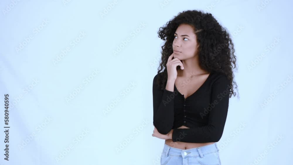 Pretty lady having a great idea and gettinh excited to finding a solution to confirm her decision eureka Pretty lady having a great idea and gettinh excited to finding a solution to confirm her decision eureka