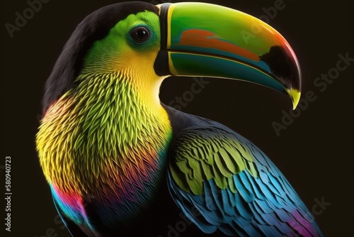 Keel Billed Toucan, from Central America. Generative AI photo